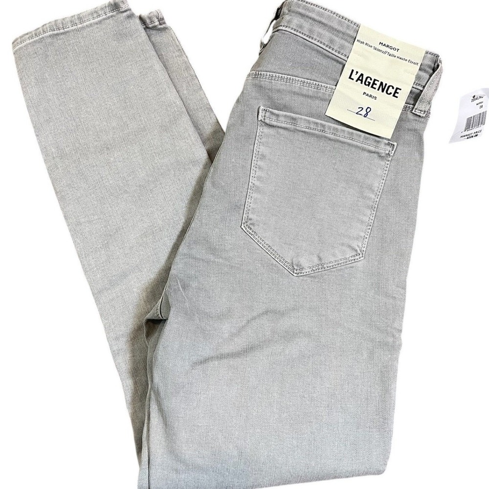 L'AGENCE Margot High Rise Skinny Jeans Grey 28‎ Made in USA New